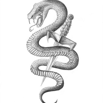 Grey-Ink-Dagger-With-Snake-Tattoo-Design-By-Tribalchick101